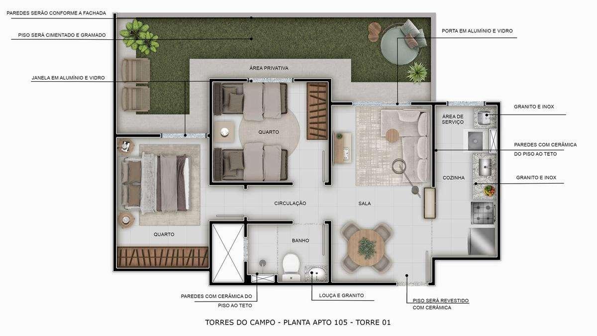 APARTAMENTO  VENDA 2 QUARTOS- RESIDENCIAL TORRES DO CAMPO-CEILNDIA SUL