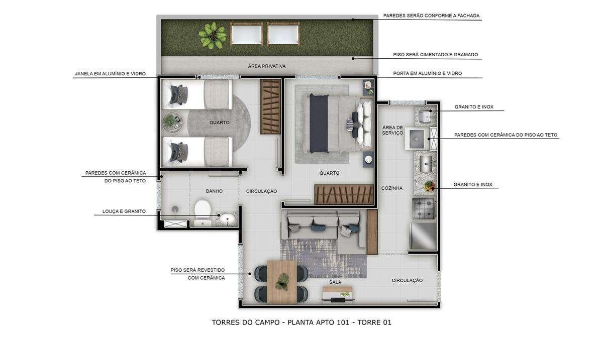 APARTAMENTO  VENDA 2 QUARTOS- RESIDENCIAL TORRES DO CAMPO-CEILNDIA SUL