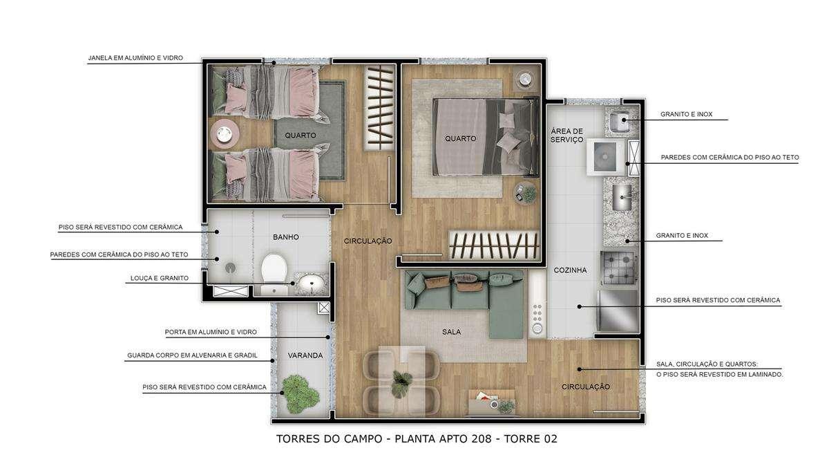 APARTAMENTO  VENDA 2 QUARTOS- RESIDENCIAL TORRES DO CAMPO-CEILNDIA SUL