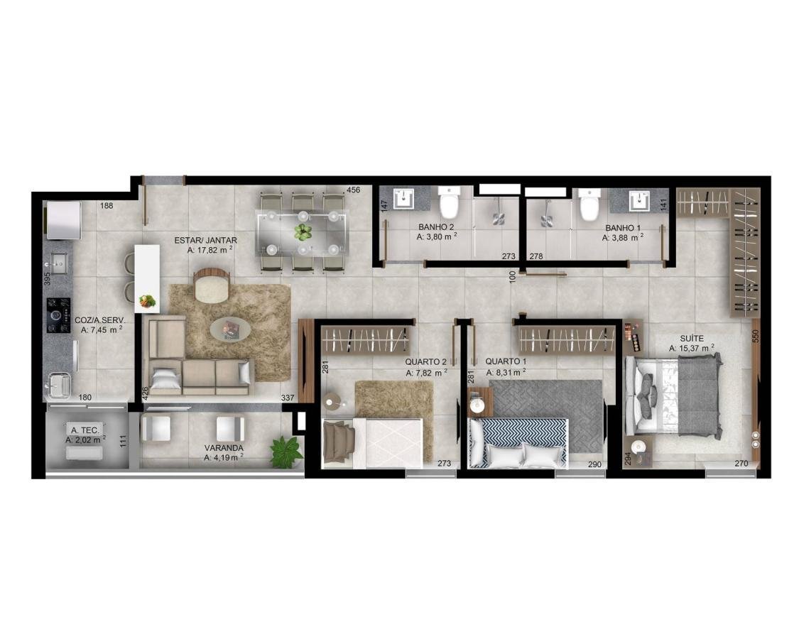 APARTAMENTO  VENDA 3 QUARTOSGUAS CLARAS-LUX BOULEVARDGUAS CLARAS-LUX BOULEVARD