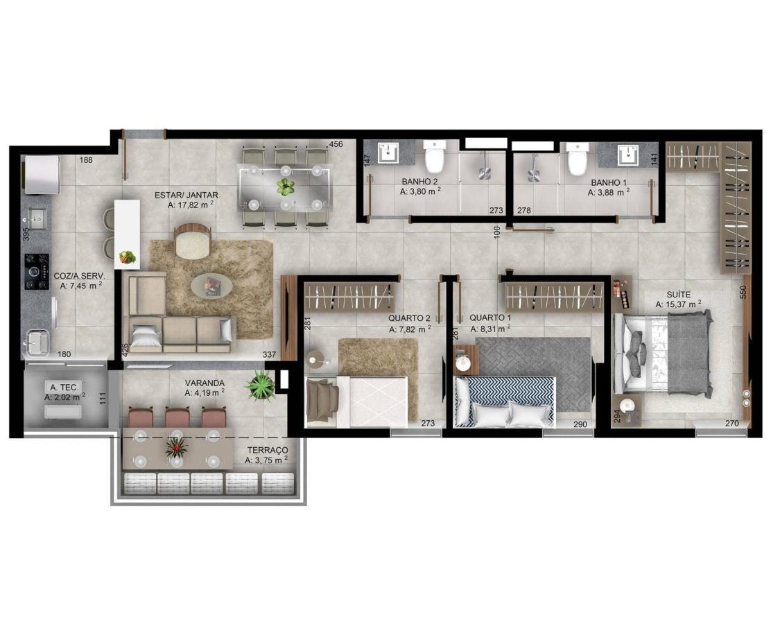 APARTAMENTO  VENDA 3 QUARTOSGUAS CLARAS-LUX BOULEVARDGUAS CLARAS-LUX BOULEVARD