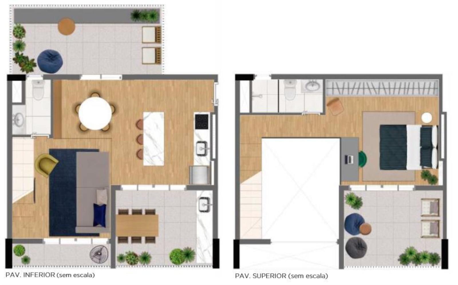 Planta 11 - 1 dorm 107m² - duplex