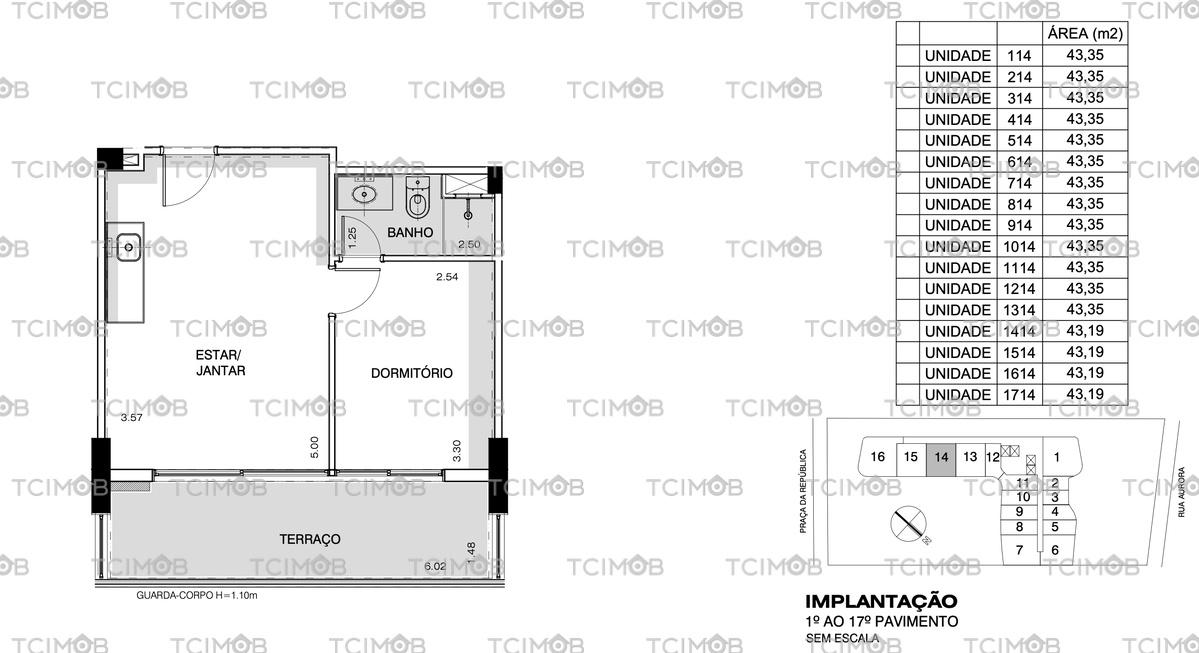 Planta do apto 814 do Setin Downtown Nova Repblica