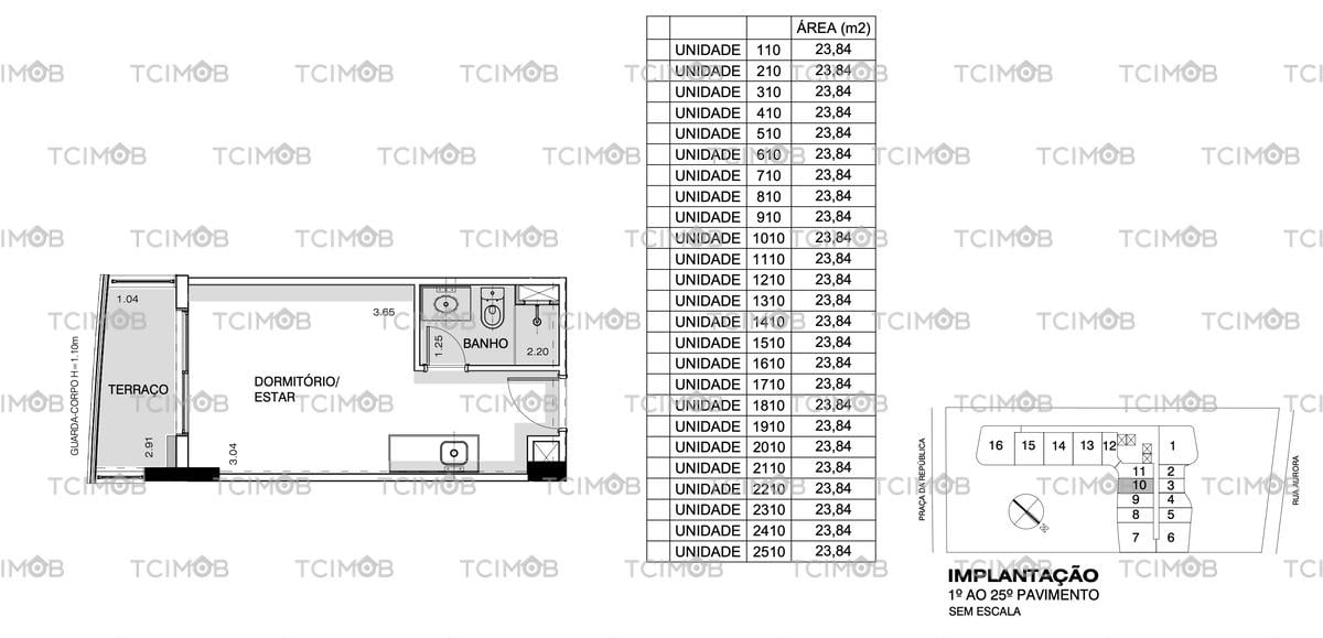 Planta do apto 1110 do Setin Downtown Nova Repblica