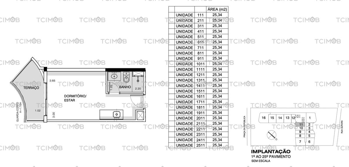 Planta do apto 1811 do Setin Downtown Nova Repblica