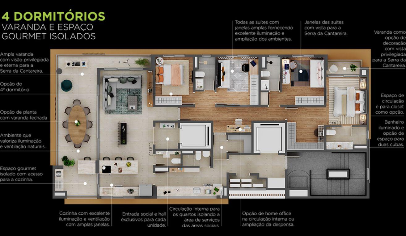 Planta tipo 4 dorms