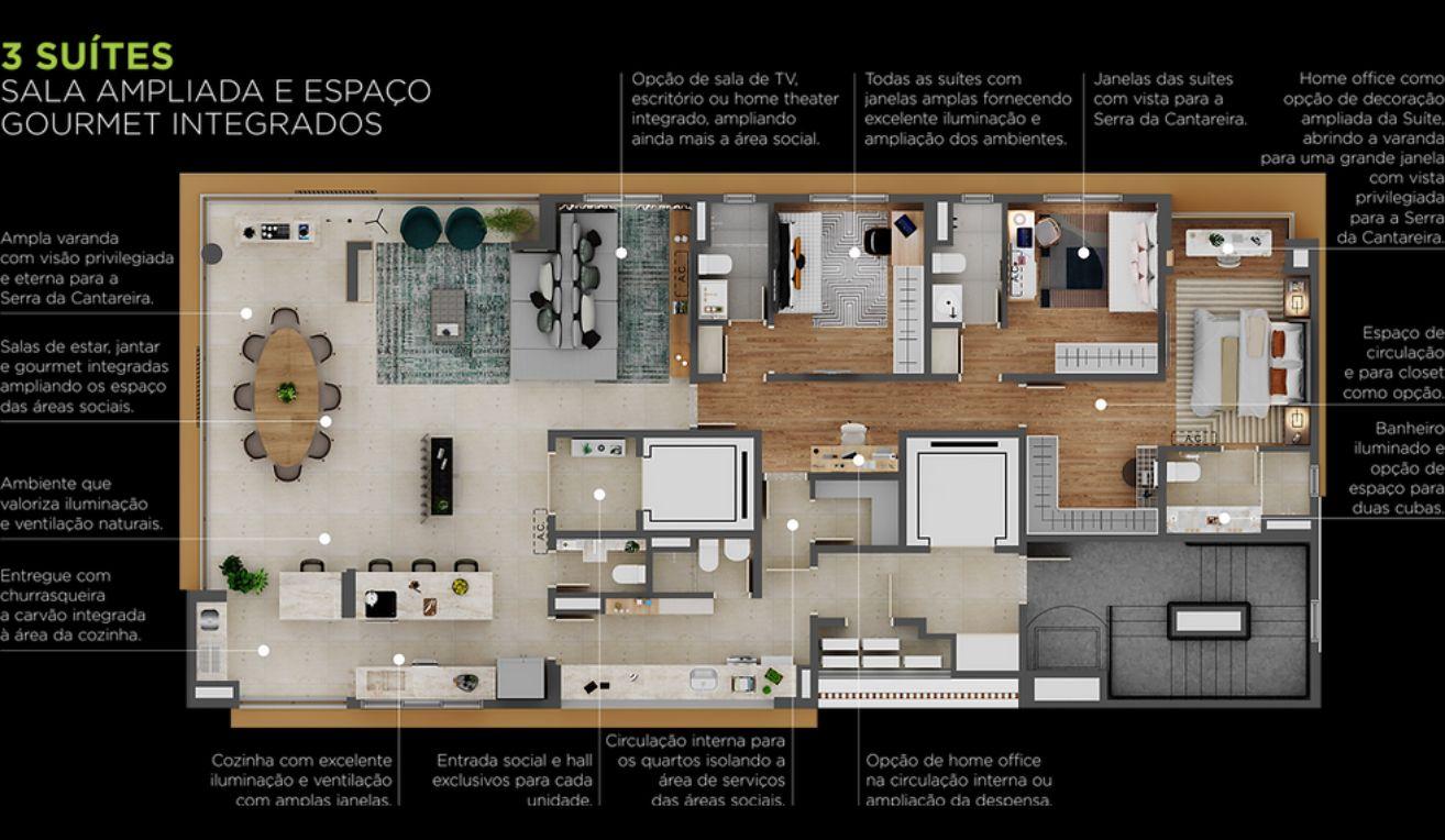 Planta opo 3 Suites Living Ampliado