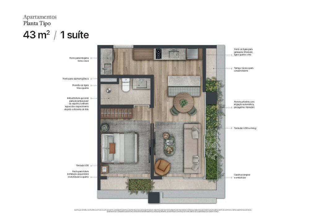 Planta 12 - 1 dorm 43m