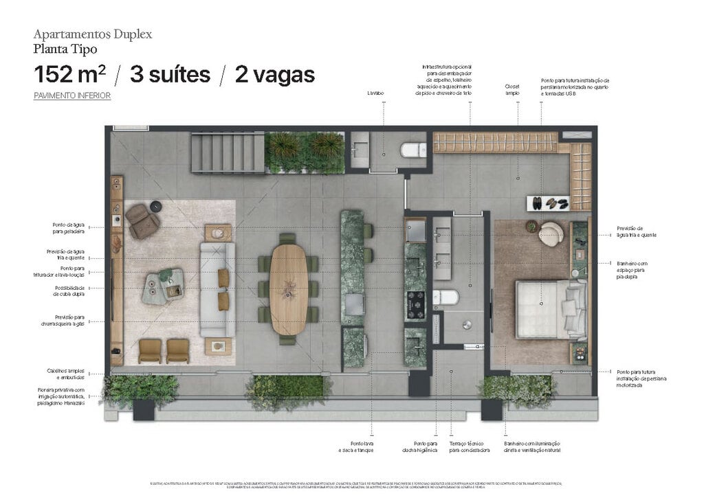 Planta 16 - 3 dorm 152m - loft - inferior