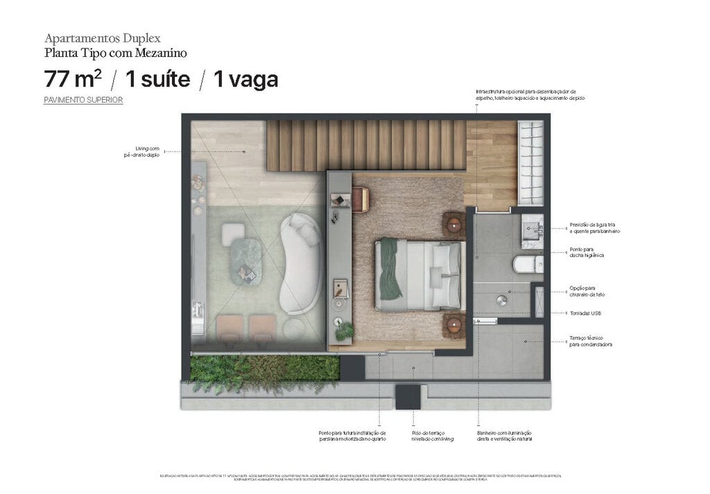 Planta 14 - 1 dorm 77m - loft - superior