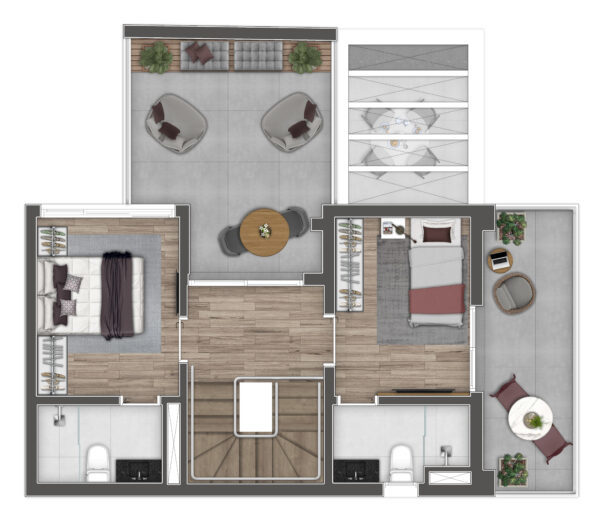 Planta 02 - 3 dorm 129m - duplex superior