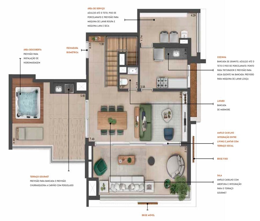 Planta 06 - 3 dorm 185m - cobertura duplex - superior