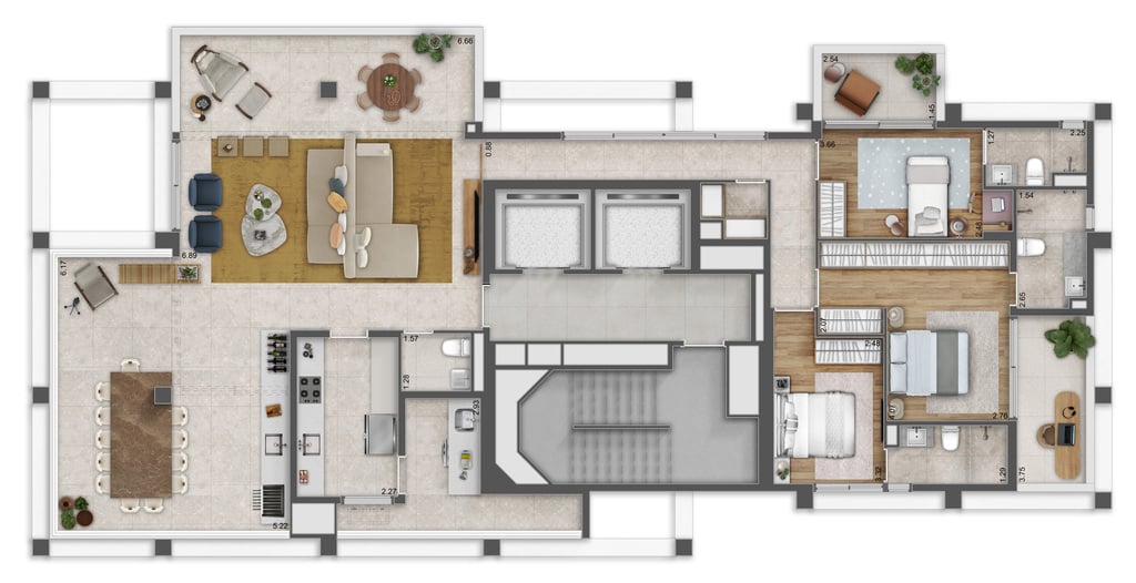 Planta 05 - 3 dorm 186m