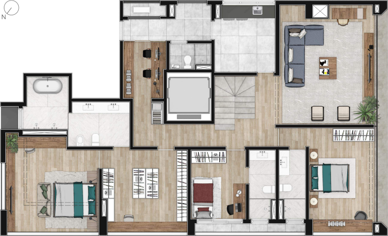 Planta 15 - 3 dorm 378m - cobertura duplex - inferior