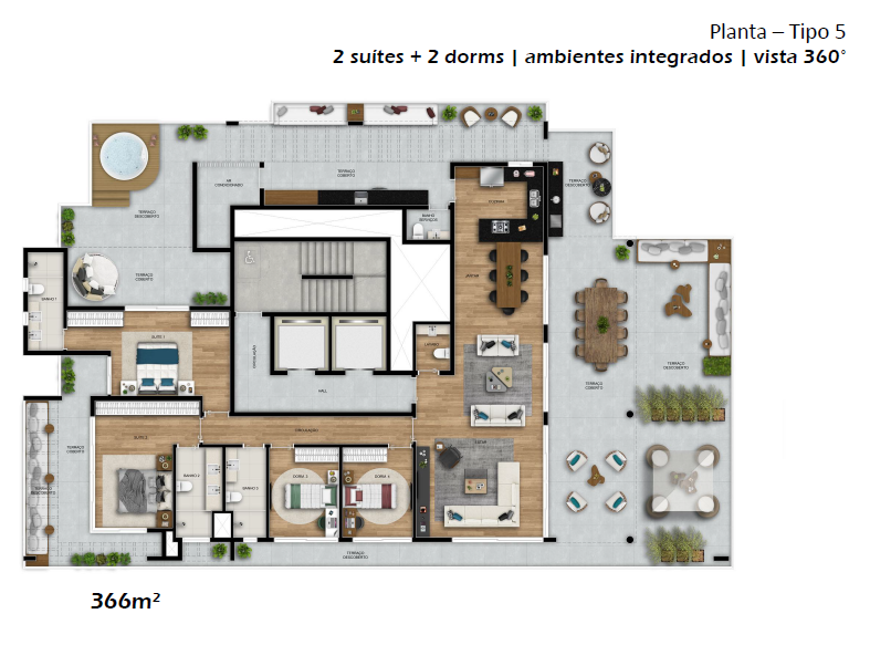 Planta 11 - 4 dorm 366m - garden