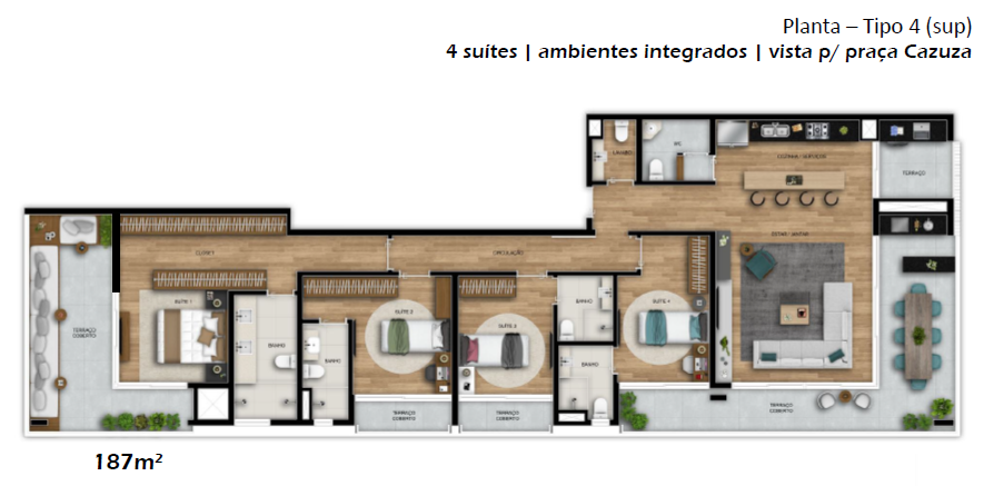 Planta 07 - 4 dorm 187m