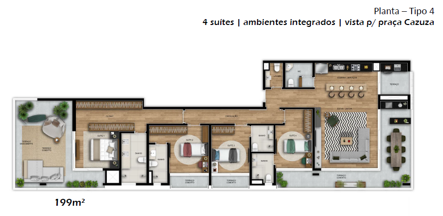 Planta 08 - 4 dorm 199m