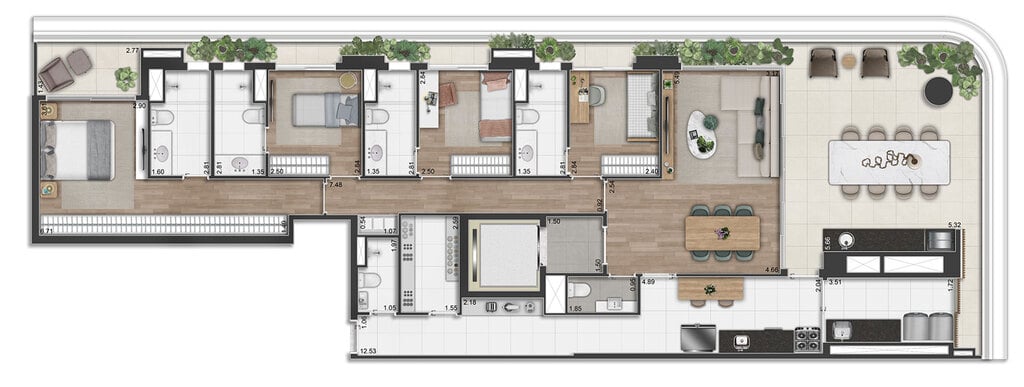 Planta 04 - 4 dorm 193m