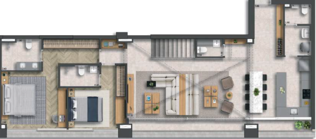 Planta 13 - 3 dorm 209m - duplex inferior