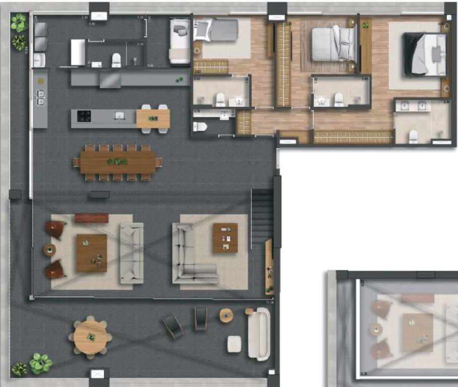 Planta 15 - 3 dorm 276m - duplex inferior