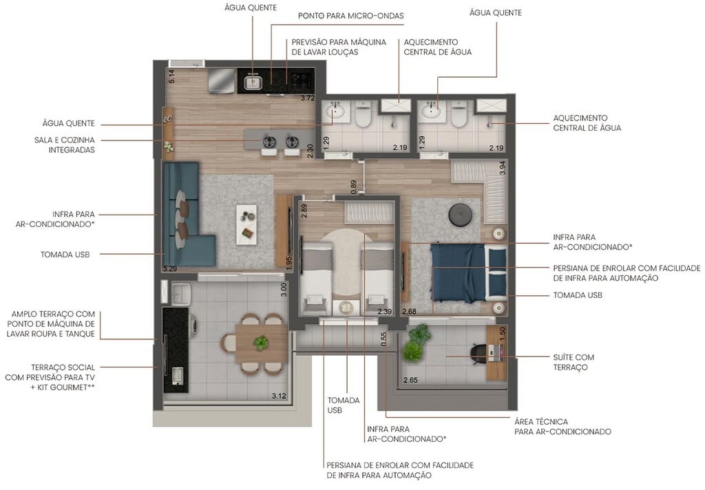 Planta 03 - 2 dorm 69m