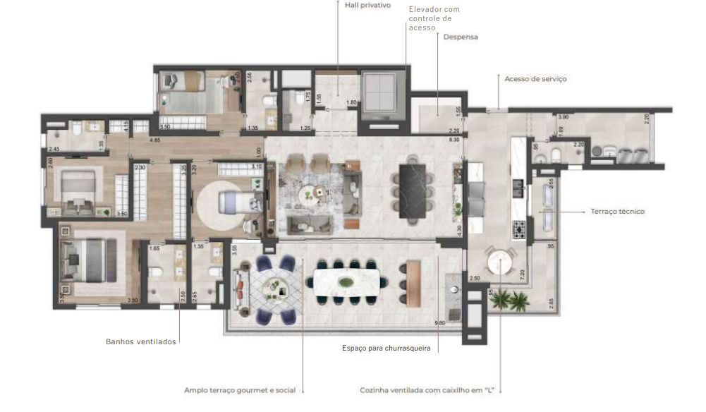 Planta 03 - 4 dorm 217m