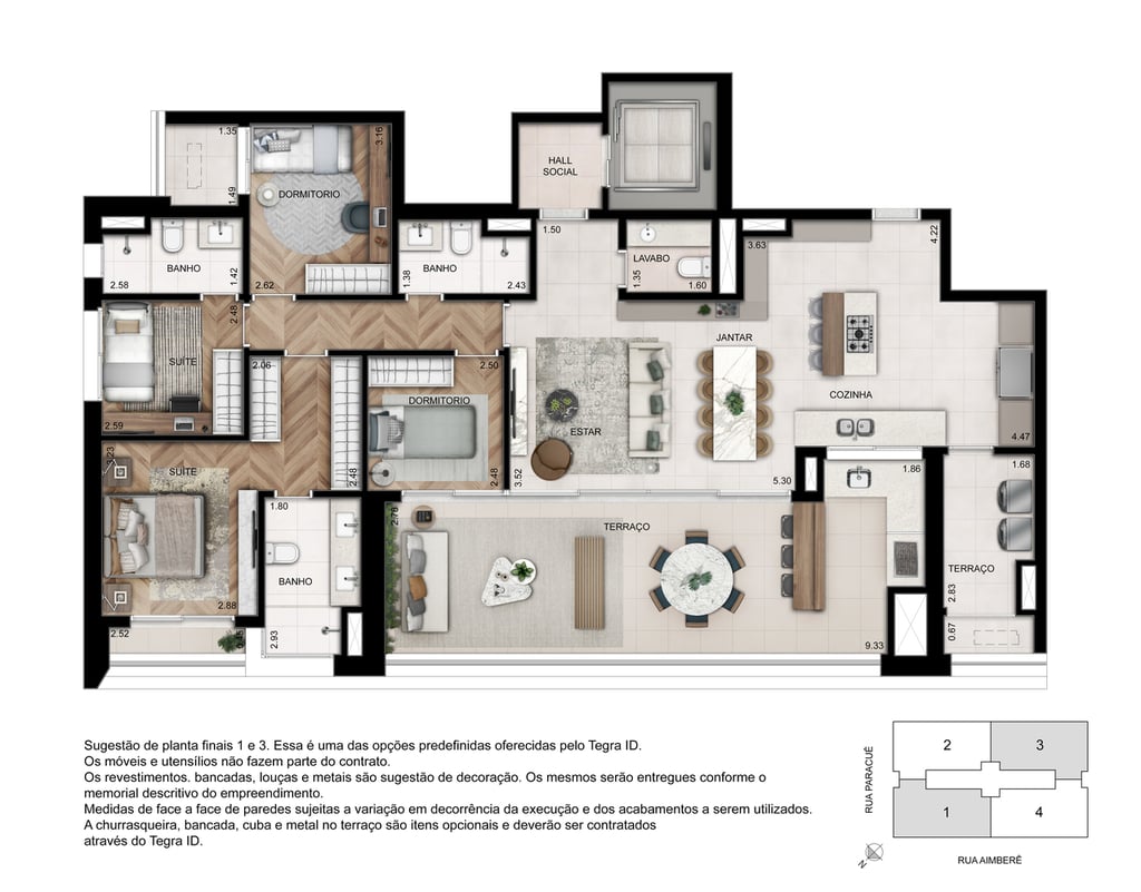 Planta 03 - 4 dorm 157m - opo