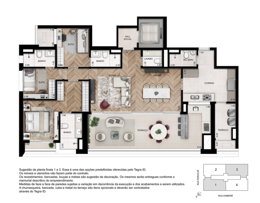 Planta 02 - 3 dorm 157m - opo