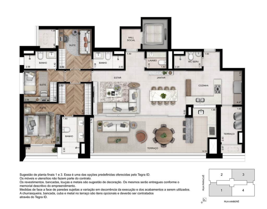 Planta 04 - 3 dorm 157m - opo