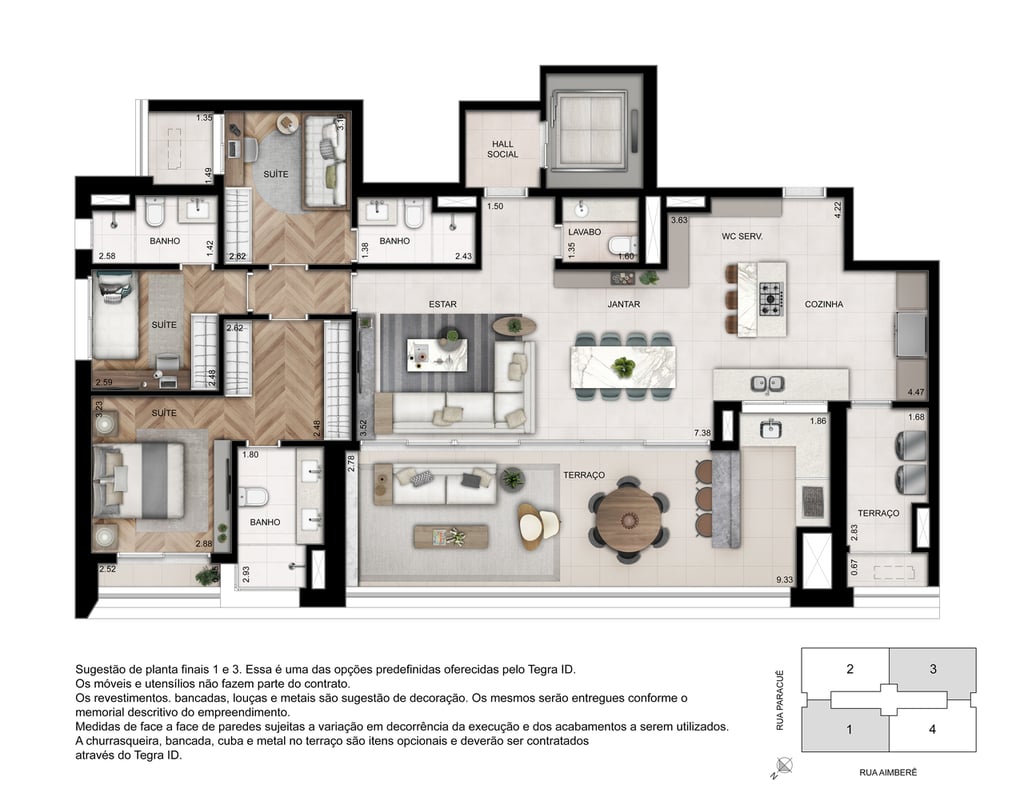 Planta 05 - 3 dorm 157m - opo