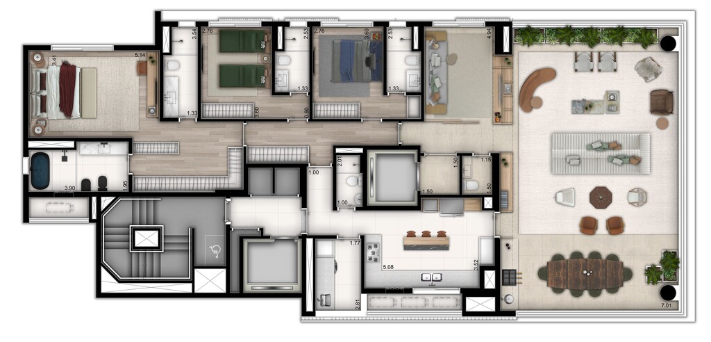 Planta 02 - 3 dorm 238 7m - opo