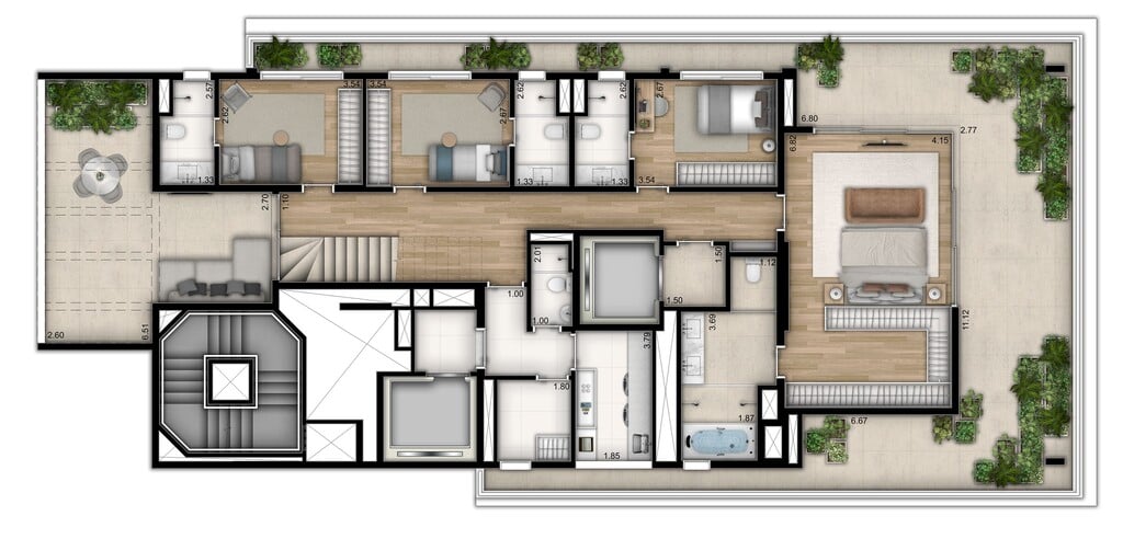 Planta 03 - 4 dorm 427 10m - cobertura duplex inferior