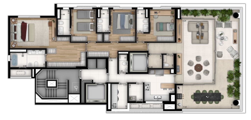 Planta 01 - 4 dorm 238 7m