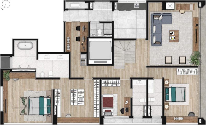 Planta 15 - 3 dorm 378m - cobertura duplex - inferior