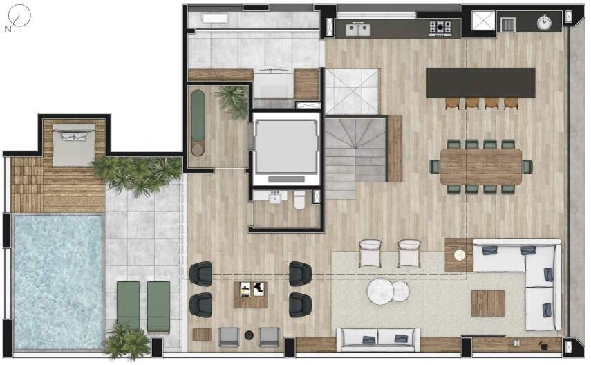 Planta 16 - 3 dorm 378m - cobertura duplex - superior