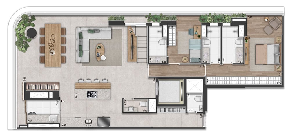 Planta 07 - 3 dorm 300m - cobertura duplex - inferior