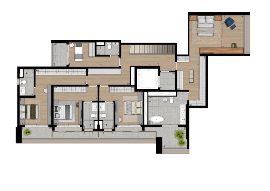 Planta 06 - 4 dorm 410m - cobertura duplex - inferior