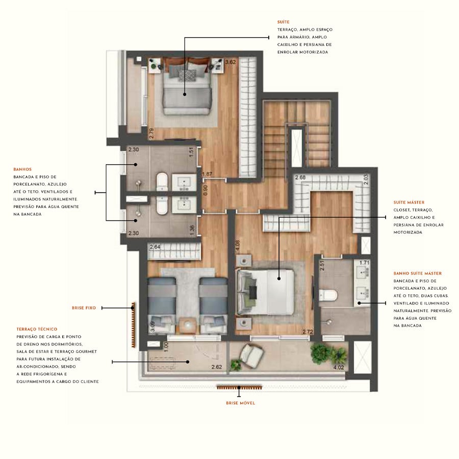 Planta 07 - 3 dorm 205m - cobertura duplex - inferior