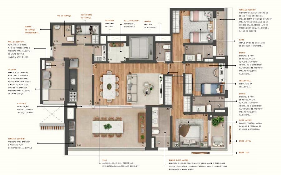 Planta 03 - 3 dorm 147m