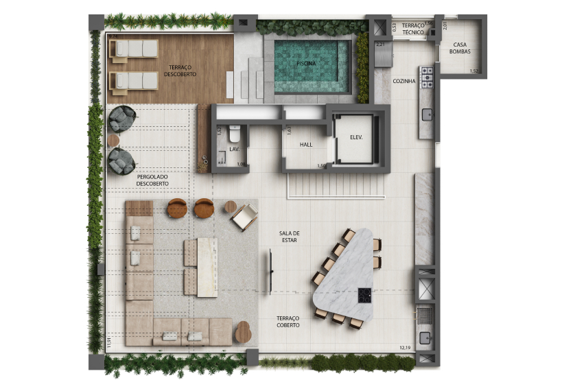 Planta 10 - 3 dorm 344m - cobertura duplex - superior