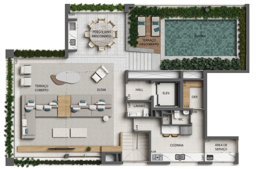 Planta 12 - 3 dorm 380m - cobertura duplex - superior