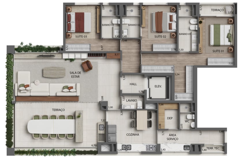 Planta 04 - 3 dorm 191m - opo