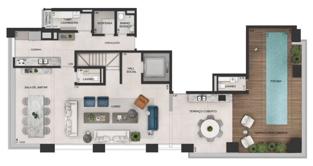 Planta 04 - 4 dorm 358 39m - cobertura duplex inferior