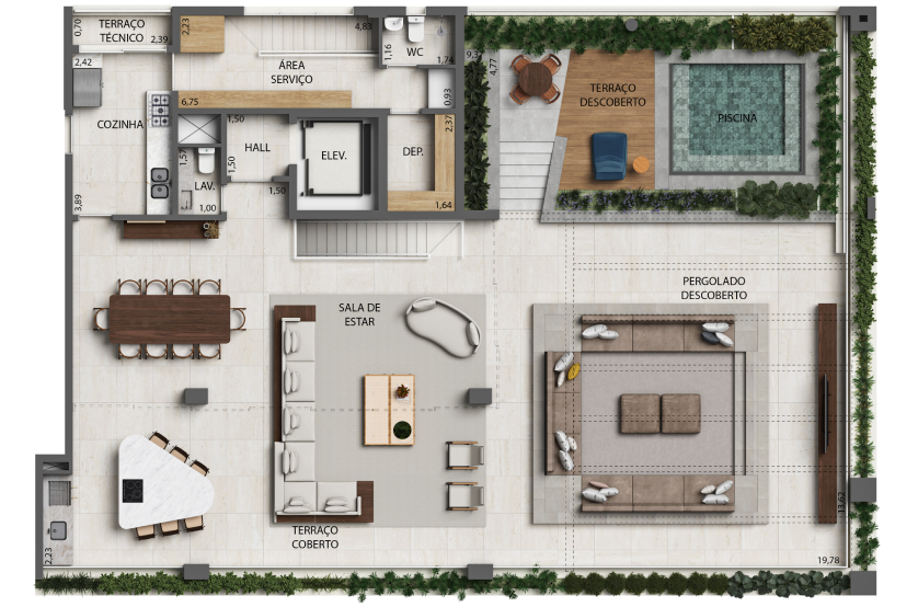 Planta 16 - 4 dorm 562m - cobertura duplex - superior