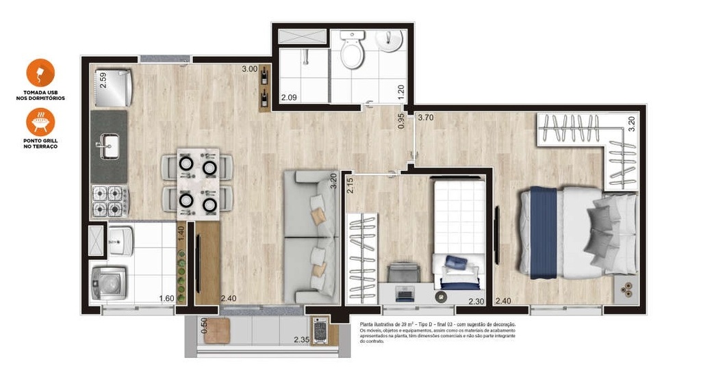 Planta 06 - 2 dorm 39 96m