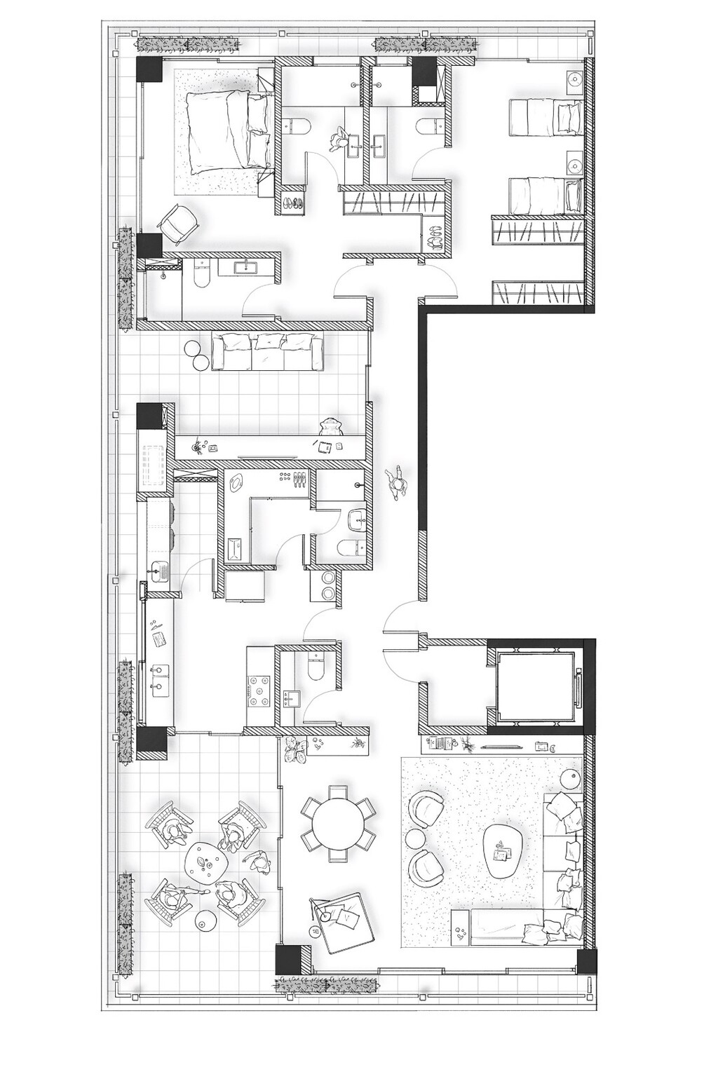 Planta 02 - 2 dorm 250m