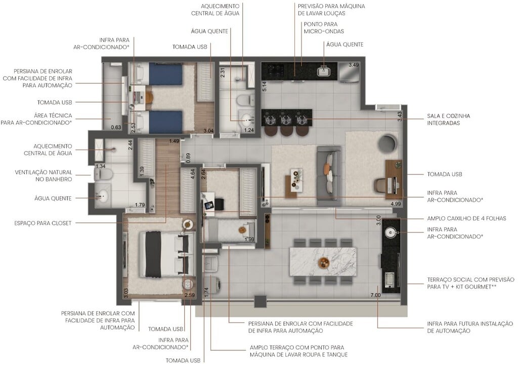 Planta 05 - 3 dorm 91m