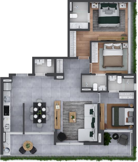 Planta 02 - 3 dorm 120m - juno