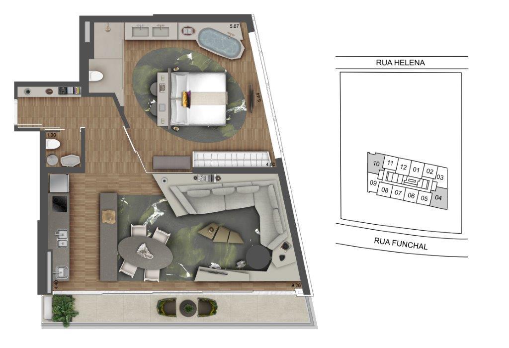 Planta 05 - 1 dorm 102 15m - opes