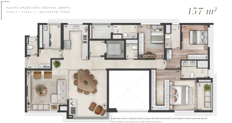 Planta 04 - 3 dorm 157m